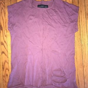 Distressed Oversized Sweater-Top